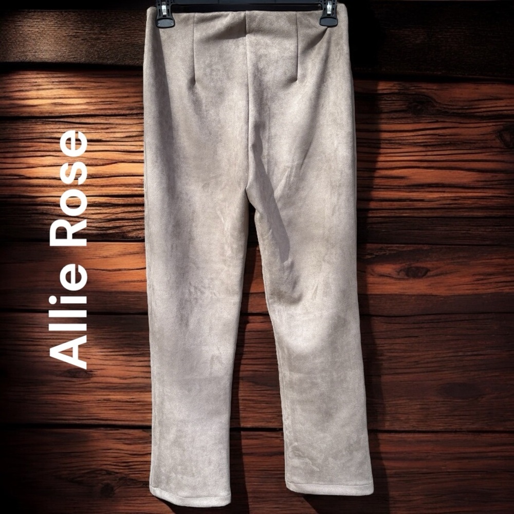 Allie Rose-NWT medium moleskin feel pants. Light olive/grayish. Elastic&side zip - Picture 5 of 11